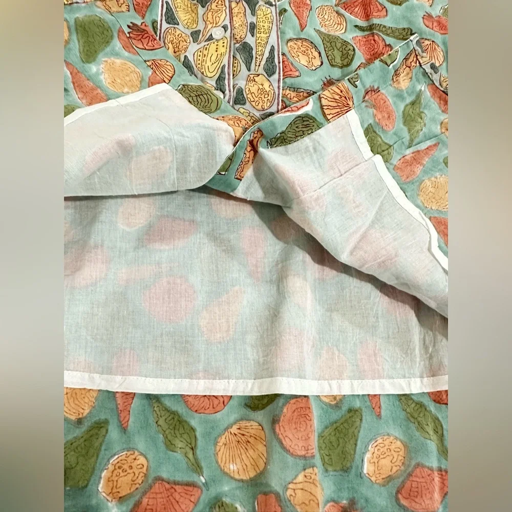 Victoria Dunn Green Floral Print Midi Dress with Coral and Yellow Accents - Picture 8 of 10